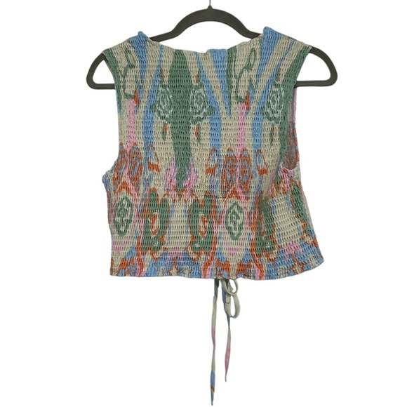 Boho Floral Print Two Piece Set Women’s XL | Smocked Crop Tank & Wide Leg Pants - Picture 12 of 14